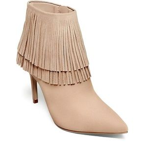 NEW Brian Atwood Tan/Nude NOVA Fringe Ankle Boots/